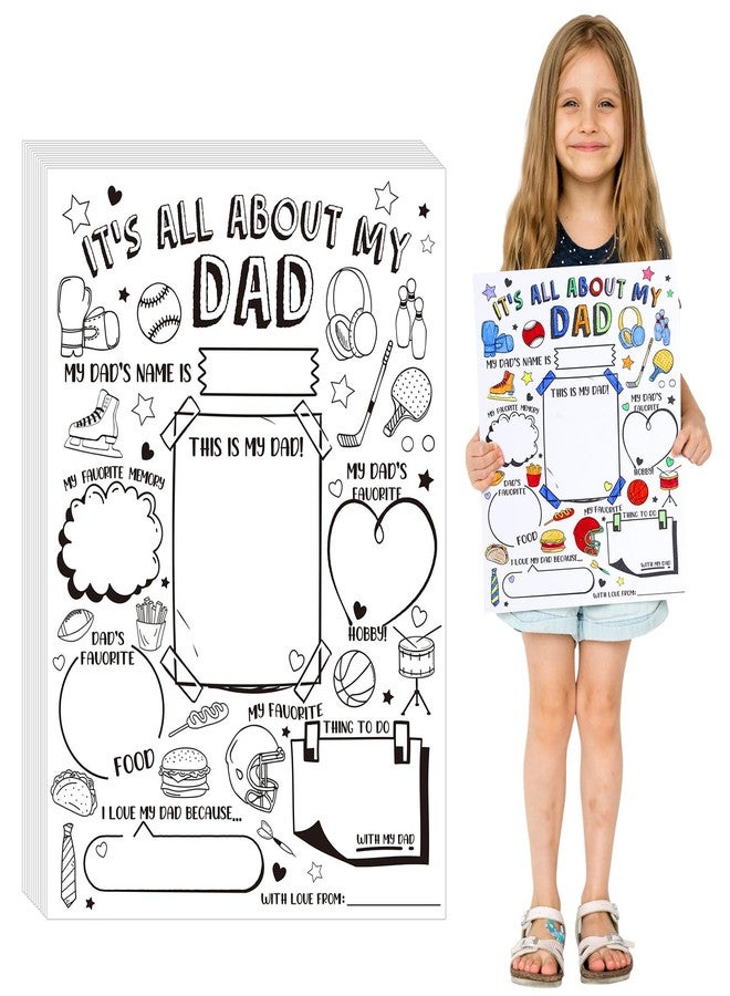Resurhang 50 Pcs Father's Day Color Your Own About Dad Coloring Posters for Kids Children Crafts for Kids Home Classroom Activities - Image 1